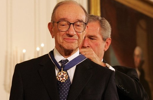 Greenspan receiving the highest honors by President George Bush