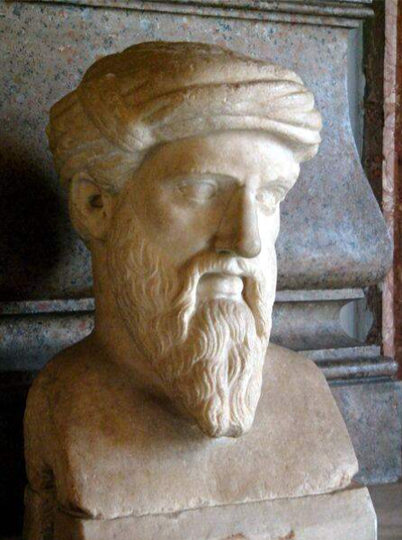 Bust of Pythagoras of Samos in the Capitoline Museum, Rome, Italy